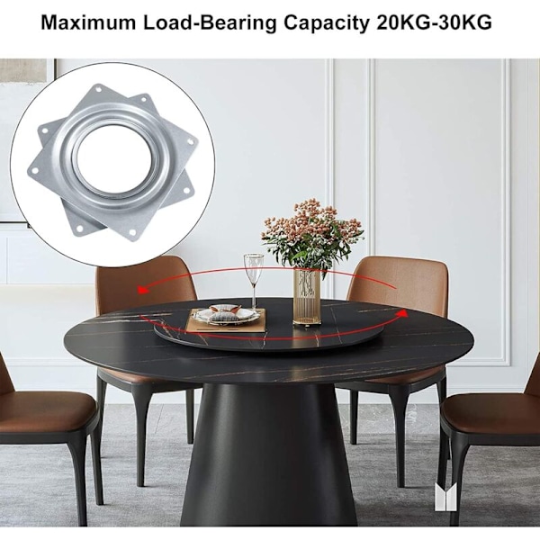 Kvadratisk Svingplate, 1 stk Kvadratisk Dreieplate 360 ​​Graders Rotasjon Dreieplate Kulelager 10 cm for Kontorer, Datamaskiner