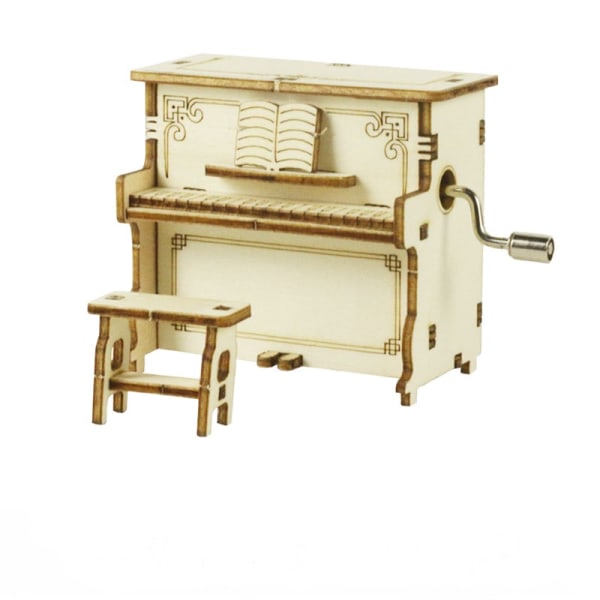 Speldosa trä snidade retro handvevade söt box unik gåva baby piano