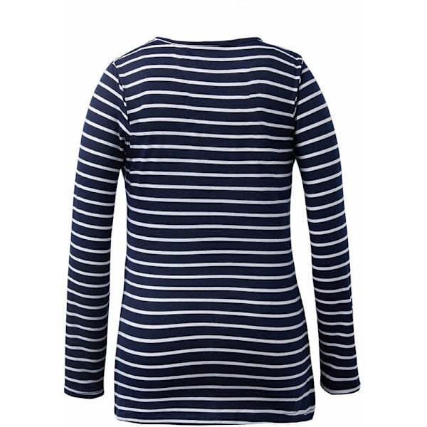 Kvinde Maternity Amning Toppe Langærmet Toppe Casual Stribet Bluse Toppe Skjorte til Gravide Navy Blue L