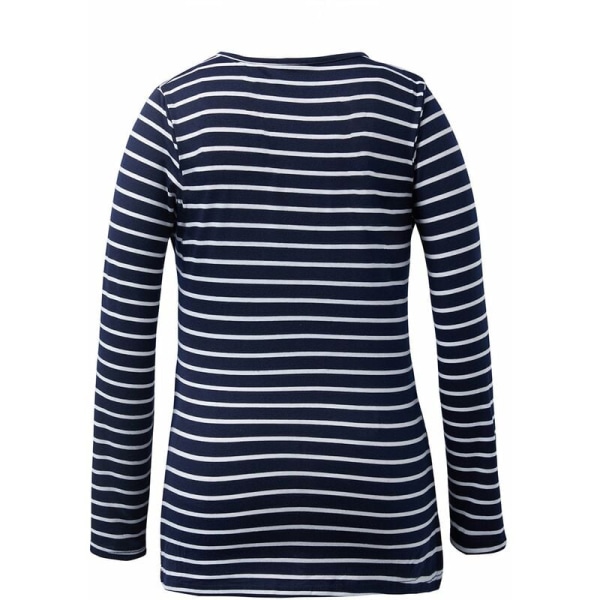 Women Maternity Nursing Tops Long Sleeve Tops Casual Stripe Blouse Tops Shirt for Pregnant Navy Blue L