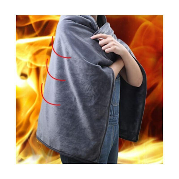 Elektrisk oppvarmet teppe Oppvarmet teppe Vinter USB Flanell 5V Lading Oppvarmet teppe Oppvarmet sjal Elektrisk oppvarmet teppe Hjemmeoppvarming Kneputer 100 70cm Blå