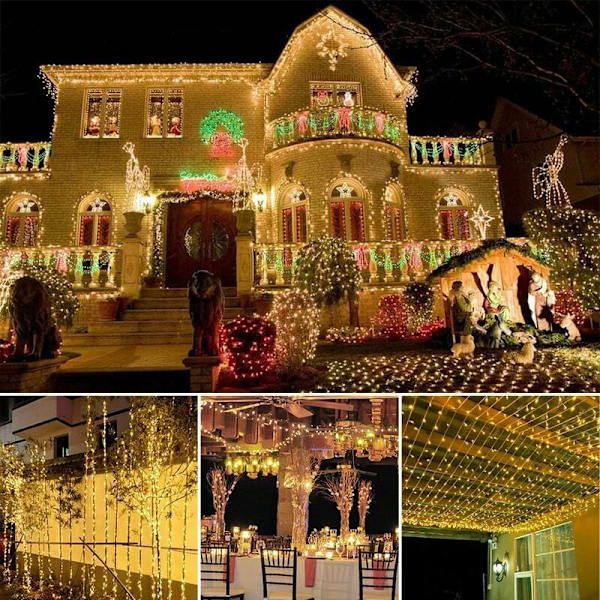 30M 300 LED Lyslenke Karneval Bryllup Utendørs Innendørs Hagebelysning, LED Lyslenke Tre Fe Lys for Juletre Dekorasjon Gazebo