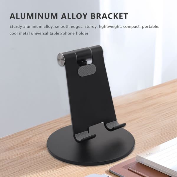 Lazy Bracket, Retractable og Justerbar, Universal Multi-Angle Aluminium Bracket, Egnet til Smartphone/Tablet/-Sort