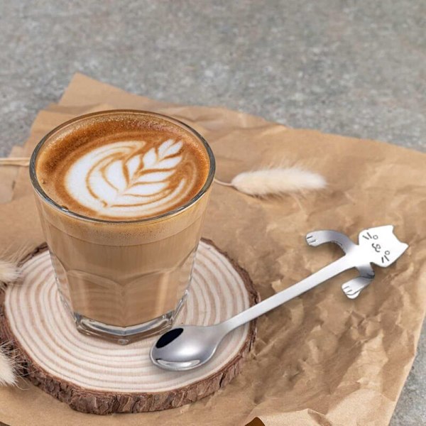 Mini Katte Kaffe Ske, Katteske, Køkkenredskaber, Dessert Ske, Hjemme Gadget, Rustfrit Stål Bestik -