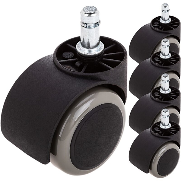 Svingbare hjul i nylon og grå PVC uden bremse 50 mm M10 5 pak