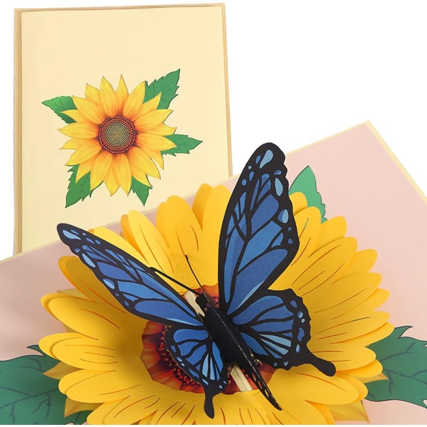 3D Pop Up -onnittelukortti, Pop Up -kortti 3D-onnittelukortti Perhonen syntymäpäiväkortti Sopii valmistumispäiväksi hääpäiväksi kaikkiin tilaisuuksiin 15×20 cm