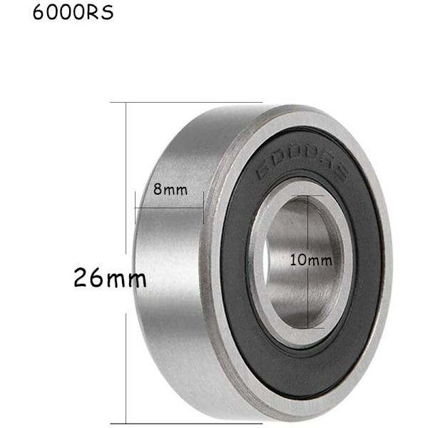 10 st 6000-2RS Gummiförseglade Spårkullager 10x26x8mm Spårkullager 6000-2RS