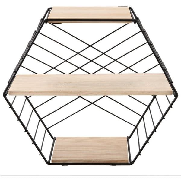 Gitterophængskrog Soveværelse Display Rack Hexagonal 3 Lags Rack Organizer Jernkunst Sort
