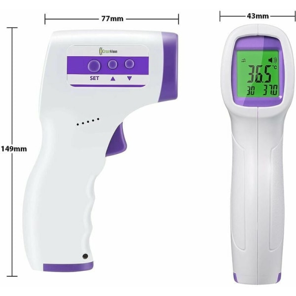 Pann termometer Infraröd termometer för vuxna, kontaktfri termometer, LCD-display, minnesfunktion, infraröd termometer för barn, vuxna, O