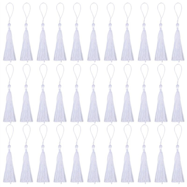 100 stk hvite 13 cm / 5 tommers myke dusker Håndlagde silkedusker for å lage, DIY-prosjekter, bokmerker