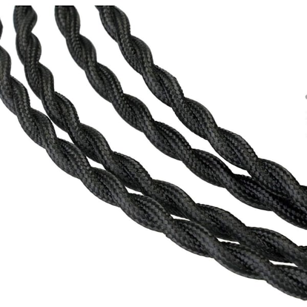 Tekstiili sähkökaapeli 10M, Retro kierretty punottu hamppu köysi kaapeli 2x0.75 mm², 2 säikeistä kierrettyä johtoa, DIY riippuvalaisimelle/Musta - RWElectric kaapeli