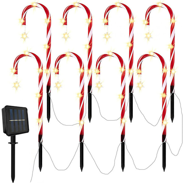 Julepynt - 8 Solcelledrevne Pepperkake-lys, 8 Moduser, Pepperkake-stimerker, Dekorative LED-hagelys -DENUOTOP