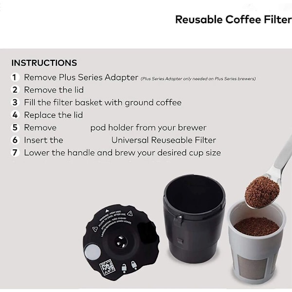 Återanvändbart kaffefilter Kompatibelt med Keurig My K-Cup 1.0&2.0 Alla Keurig Hemkaffebryggare (Svart, 2-pack)