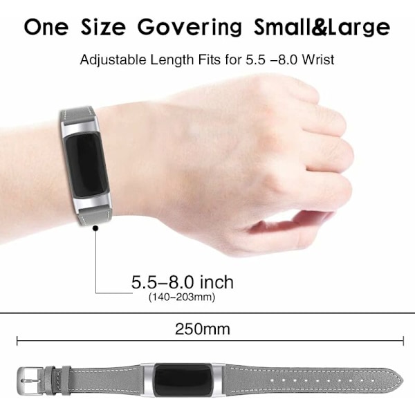 Läderarmband Kompatibelt med Fitbit Charge 5 Band, Mjukt Andningsbart Läderarmband Klassiskt Metallspänne Ersättningsarmband för Fitbit Charge 5 Act