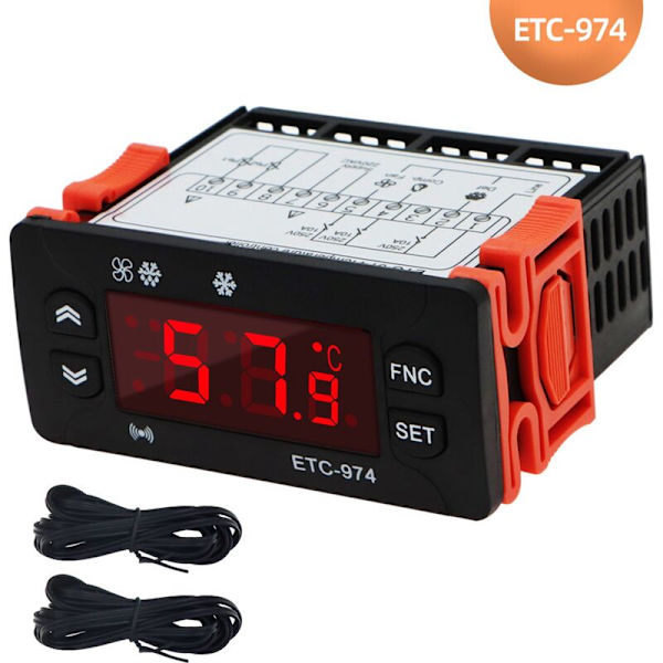 ETC-974 Digital temperaturregulator Mikroprocessor Termostater Kylning Larmsystem Termostat 220V NTC Sensor