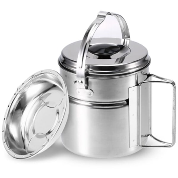 1.2L Portable Stainless Steel Outdoor Kettles Boil Hanging Pot Hot Soup Coffee Tableware for Mountain Climbing