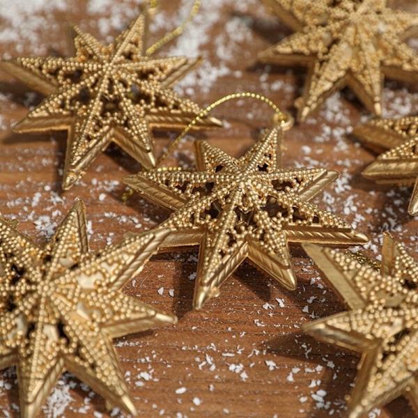 Julepynt Guld Festartikler Jule Stjerne Ornamenter Flash Hængende Stjerner Retro Juledekoration