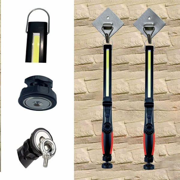 COB Arbetslampa, Laddningsbar Vikbar LED Ficklampa Inspektionslampa med Magnetisk Bas och Hängkrok för Bilverkstäder, Camping, Nödsituationer