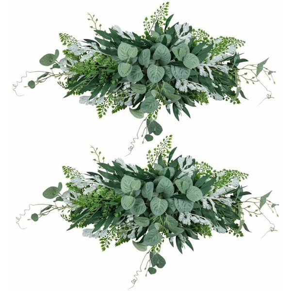 2 kpl Tekokeinotekoinen Eucalyptus-lehtiä sisältävä ovikranssi