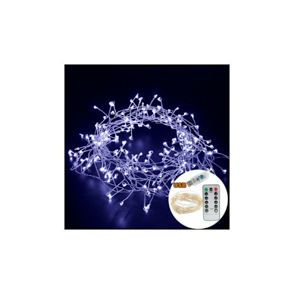 Utendørs Vanntette LED-Lyslenker Fyrstikk-Lyslenke 8 Moduser Juletre Hjem Fest Ferie Hage Dekor USB-Lyslenke (2.5m100 lysdioder, kald)