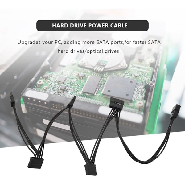 4-polig IDE 1 till 5 SATA 15-polig Splitterkabel Hårddisk Strömförsörjning för DIY PC Server 18AWG Ström