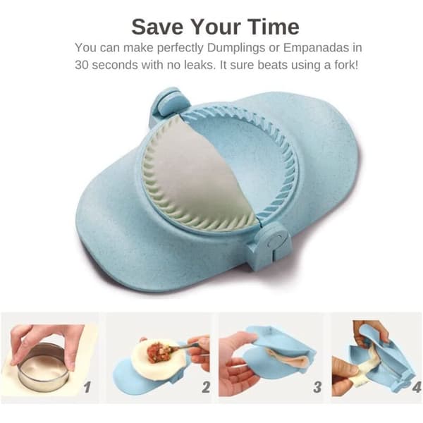 Dumpling Maker, Empanadas Press Mold Maker Set med Deigkutter, Dumpling Mold Set og Cutter for Pierogi, (Blå)