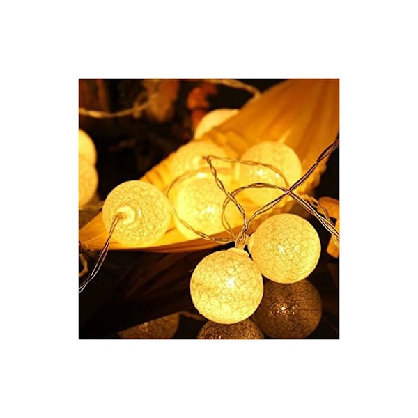 Puuvillapallojen valosarja - 3M 20 LED-valosarja pistokkeella makuuhuoneen verhoon, juhliin, jouluun, syntymäpäiville, halloweeniin, häihin, vauvanhuoneeseen, romanttiseen sisustukseen