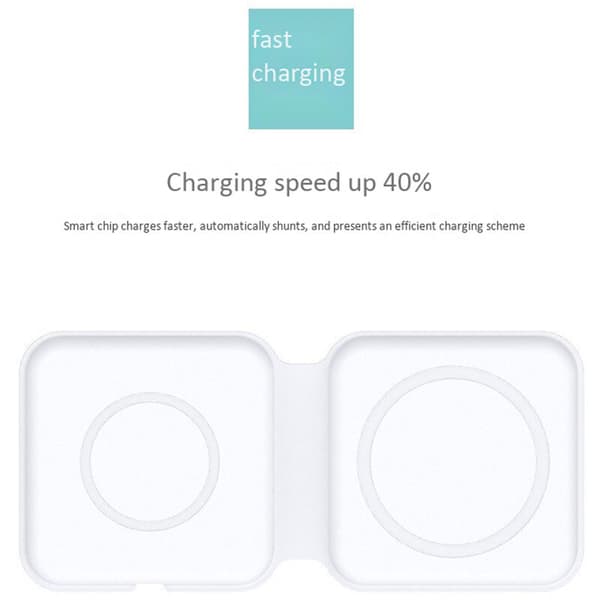 2 i 1 15W Foldbar Dobbelt Magnetisk Oplader til Lphone12 til Alrpod