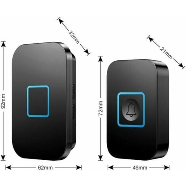 Trådløs dørklokke, trådløst dørklokkesæt, 400 m rækkevidde IP55 vandtæt udendørs dørklokke med 3 plug-in modtagere, 60 melodier, 5 lydstyrkeniveauer,