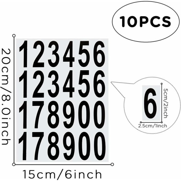 10 Sheets Mailbox Number Stickers Waterproof Adhesive Stickers for Mailbox, Home, Door, Address Number, Indoor or Outdoor(5cm)