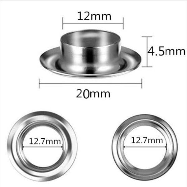 120 Sett Øyemuttere med 3 stk Justeringsverktøy, for DIY-prosjekter, Lerreter Klær Sko (Indre Diameter 1/2 tomme)