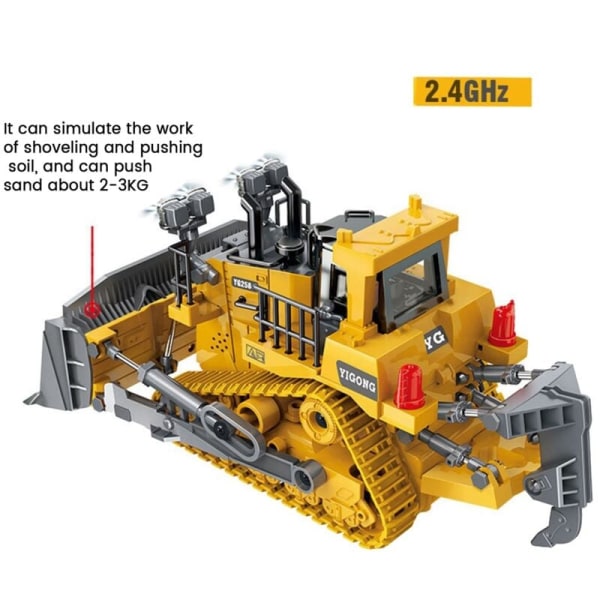 1:24 2.4GHz 9-kanals fjernstyrt traktorleketøy bulldoser RC aluminiumlegering ingeniørtraktor for barn stil A