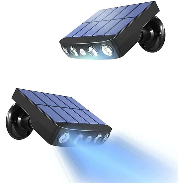 Solcellslampa för utomhus, [2 stycken] Solcellslampa med rörelsedetektor, 360° Solcellslampa för utomhus [1200mAh] Vattentät solcellslampa för trädgård (B