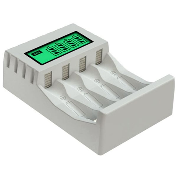 2X Intelligent LCD Display Batterilader med 4 NiCd NiMh AA / AAA Slots