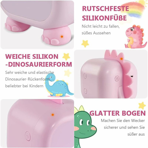 Lasten herätyskello - Digitaalinen herätyskello - Dinosaur - Herätyskello - Yöpöydän lamppu torkkutoiminnolla - Ajastimella - Herätyskello lapsille ja pojille