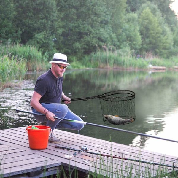 Foldbar fiskenett i aluminiumslegering for fluefiske eller fiske med flue, svart (4031 cm)