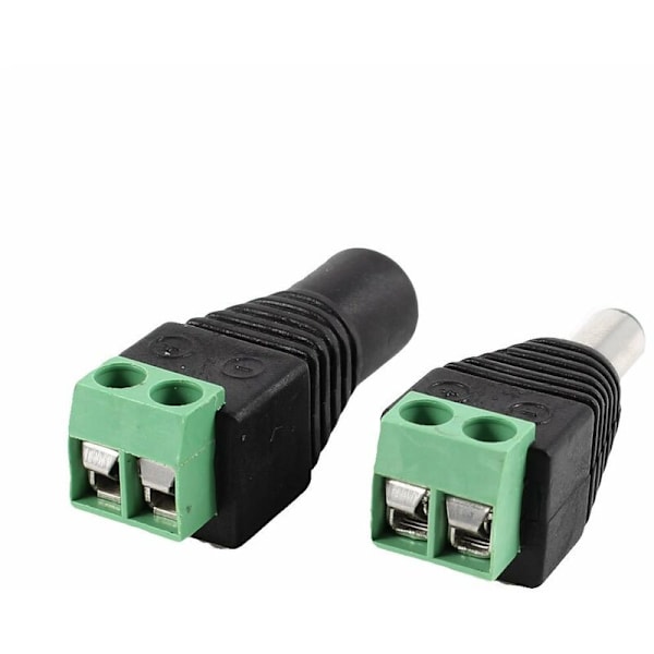 2 stk. 5,5 x 2,1 mm han + DC EU-stik til CCTV-overvågningskamera