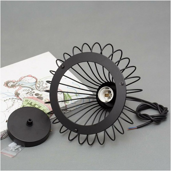 E27 Industriell Vintage Metallbur Pendellampe Svart Retro Taklampe Armatur Vintage Taklampe Armatur Lampe Pendellampe Bur Antik Pen