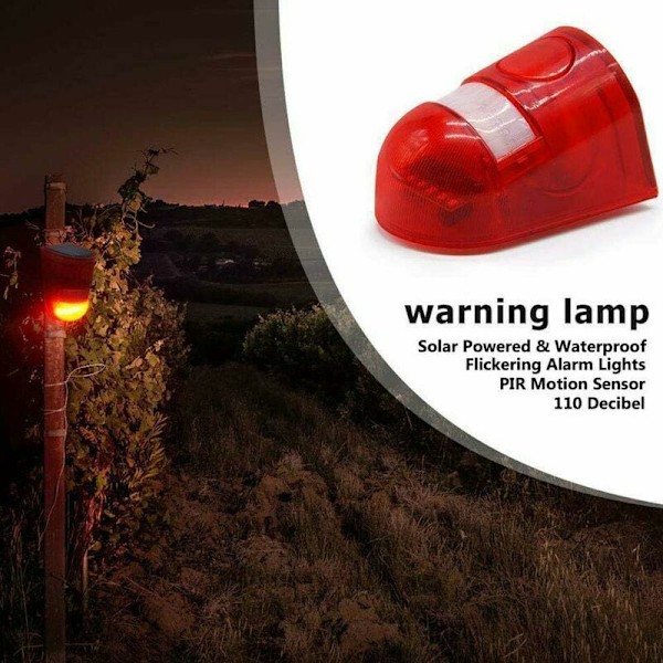 Solar Lydalarm Strobe Lys Blinkende Klar LED, IP65 Vandafvisende 110dB Høj Alarm Sikkerhedssystem til Hjem Villa Farm Lejlighed Gårdspladser, Hørbar og