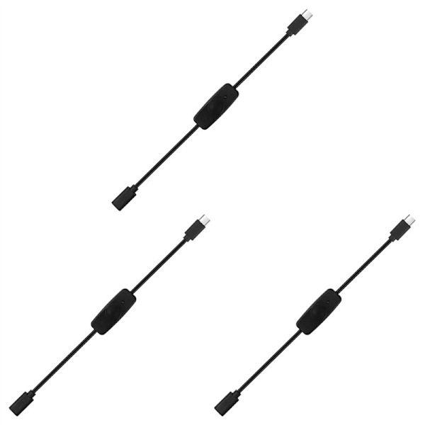 3X Type-C USB Strømbryder med Indikator Han til Kabel til 4B