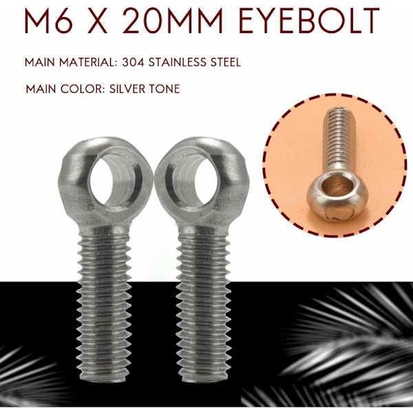 M6 x 20 mm Ruostumattomasta Teräksestä Valmistettu Koneen Olkapäänosto Silmukka 25 kpl