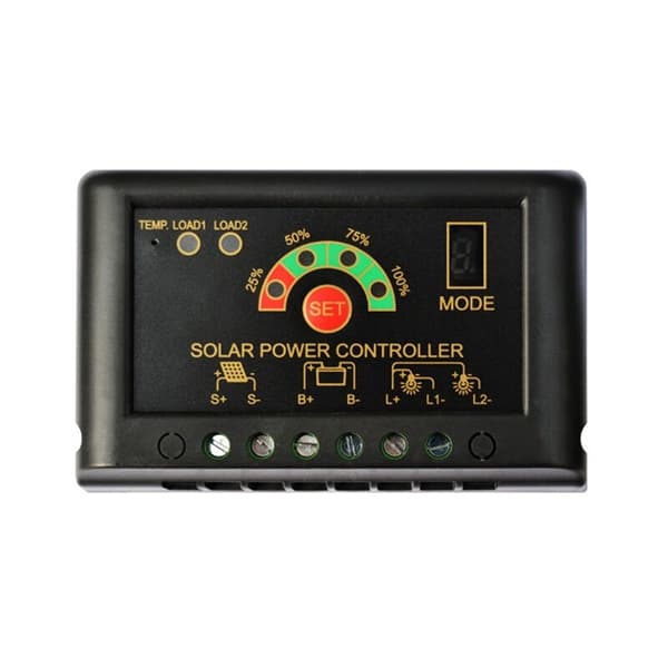 Strømforsyning 12/24V Auto 20A Solcellelader LED-skjerm Solcellepanel Batterilading for Solcellekit Solcellelys