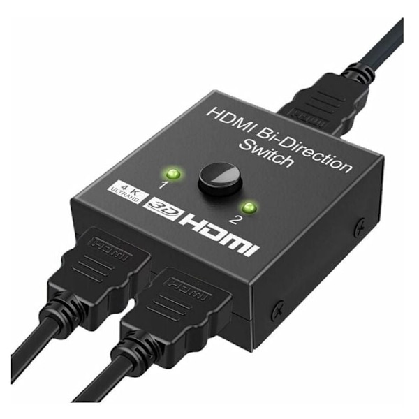 HDMI 4K 60Hz, Alumiini HDMI-jakaja Manuaalinen Kaksisuuntainen HDMI-kytkin 1 Sisään 2 Ulos tai 2 Sisään 1, Tukee 4K 3D 1080P HDCP 2.2 HDR PS5 PS4:n kanssa