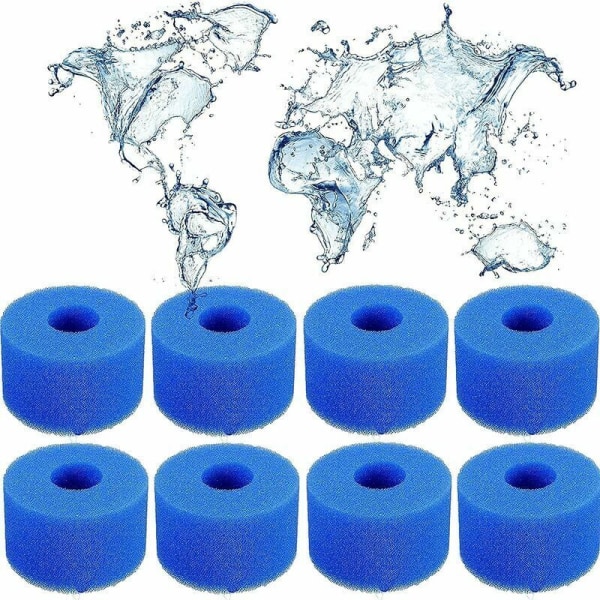 8-pakning Type S1 skumfilter, spafilter for Intex S1, gjenbrukbar, Type S1 svømmebassengfilter, for svømmebasseng, akvarium, spa.,AAFGVC
