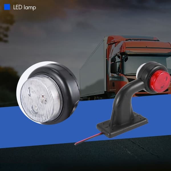 2 x LED 12V Traktor Sidomarkeringsljus Gul Röd Vit