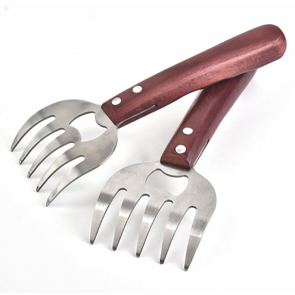 1 Pair Stainless Steel Bear Paw Shape Meat Forks for Shredding or Pulling Pork/Chicken/Meat/Turkey, Kitchen Gadgets for BBQ/Grilling/Slicing Meat（Re