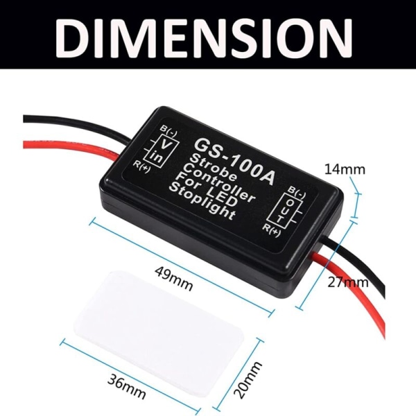 GS-100A Bromsljus Blinkers Modul, DC 12-24V 2A 24W Hög Broms Controller Bakljus Säkerhets Prompt Controller 4 st