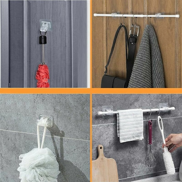 Borrfria gardinbeslag krokar, SL.GT, självhäftande gardinstångsbeslag, självhäftande gardinstångsbeslag (4-pack)