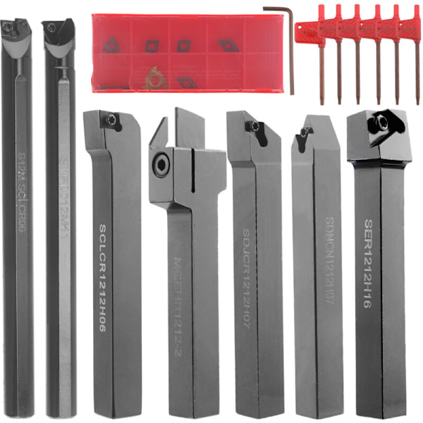 7-pack 12MM Verktygsaxeldiameter Svarvverktyg Hårdhet Metallfräsverktyg Blad Svarv CNC-bearbetning Ståldelar Set