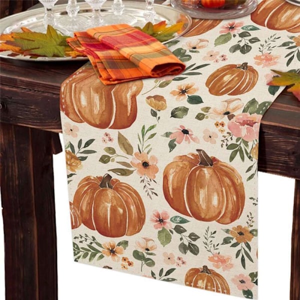 2 st. Höstpumpa Bordstabletter, Thanksgiving Höstblommiga Vägar för Kök, Café eller Inomhus och Utomhus